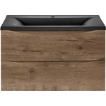 Тумба с раковиной Vincea Mia 75х45 V.Oak, черная раковина (VMC-2MA750VO, VCB-3M750B)