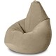 Кресло бескаркасное Mypuff груша, Теплый бежевый, размер XXL- Миди, мебельный велюр