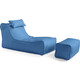 Кресло бескаркасное Mypuff лежак шезлонг, Лонг Голубой, оксфорд 600