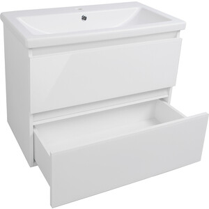 Тумба с раковиной Style line Даймонд Люкс 80 белая (СС-00000483 + S-UM-COM80/1-w)