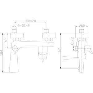 Смеситель для ванны Rossinka Silvermix с душем, хром (RS34-31)
