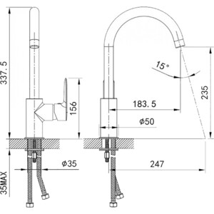 Смеситель для кухни IDDIS Cuba никель (CU1BNJ0i05)