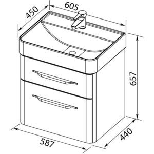 Тумба под раковину Aquanet Виченца 60 белый (196252)