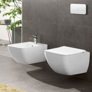 Унитаз подвесной безободковый Villeroy Boch Venticello CeramicPlus с тонким быстросъемным сиденьем микролифт (4611RSR1)