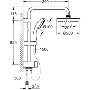 Душевой гарнитур Grohe Tempesta System с верхним душем, хром (26452001)
