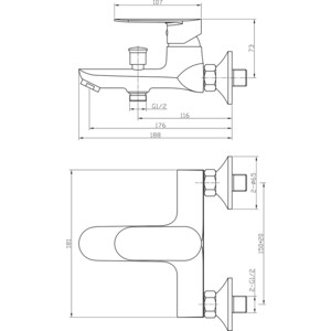 Смеситель для ванны Agger Splendid (A0910000)