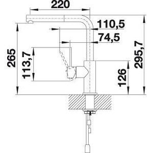 Смеситель для кухни Blanco Lanora-S выдвижной излив, нержавеющая сталь (523123)