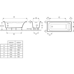 Ванна Jacob Delafon Elite 170х75 из материала Flight, с ножками (CE6D031-00 / E6D031-00)