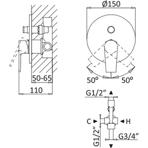 Смеситель для душа Cezares Nautic (NAUTIC-VDIM-01)