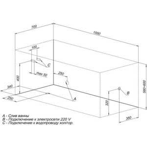 Акриловая ванна Aquanet Bright 155x70 с каркасом и панелью (239666, 239598)