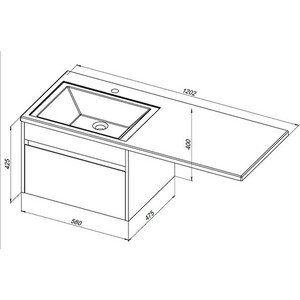 Тумба под раковину Aquanet Токио 58 (120) под стиральную машину, белая (236916)
