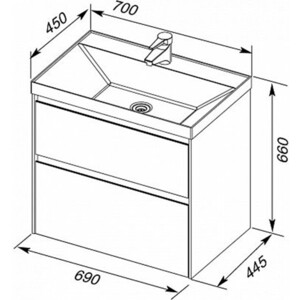 Тумба под раковину Aquanet Гласс 70 белая (206700)
