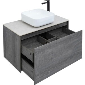 Тумба под раковину Aquanet Nova Lite 90 один ящик, дуб рошелье/серая (242269)