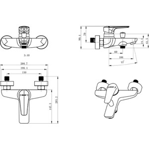 Смеситель для ванны Bravat Arden (F6351385CP-01-RUS)