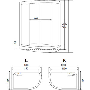 Душевая кабина Timo Standart 120х85х220 правая, стекло тонированное (T-1102 P R)