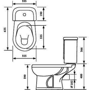 Унитаз-компакт Оскольская керамика Ирида антивсплеск Стандарт (4634444122835)