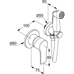 Смеситель для душа Kludi Zenta SL с гигиенической лейкой, хром (489990565)
