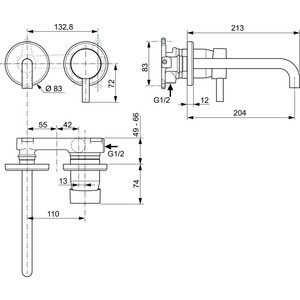 Смеситель для раковины Ideal Standard Ceraline встраиваемый, для механизма A5948NU (A6938AA)