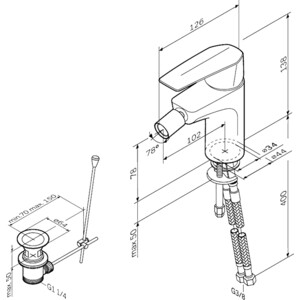 Смеситель для биде Am.Pm Gem с донным клапаном, хром (F90A83100)