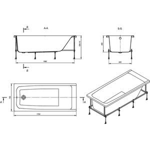 Акриловая ванна Roca Elba 170x75 с каркасом (248507000, 248513000)