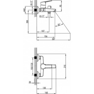 Смеситель для ванны Milardo Stripe с душем, хром (STRSB02M02)