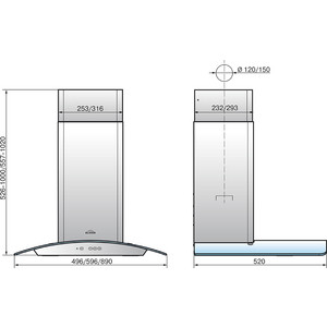 Вытяжка Elikor Аметист 90Н-650-К3Д нержавеющая сталь/тонированное стекло