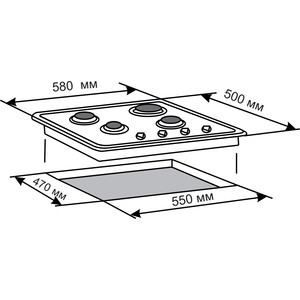 Газовая варочная панель Electronicsdeluxe 5840.00гмв-052чр