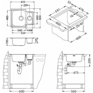 Кухонная мойка Alveus Line Maxim 50 нержавеющая сталь (1089612)