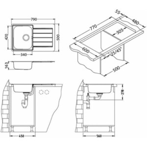 Кухонная мойка Alveus Line 80 нержавеющая сталь (1066750)
