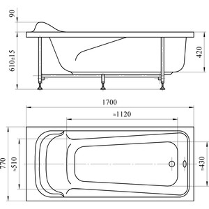 Акриловая ванна Radomir Vannesa Роза 170x75 с каркасом (2-01-0-0-1-208Р)