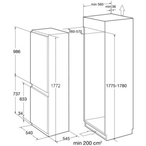 Встраиваемый холодильник Korting KSI 17877 CFLZ