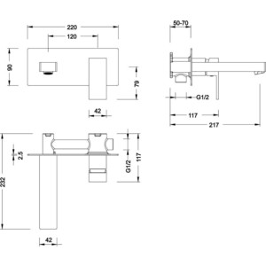 Смеситель для раковины Timo Selene встраиваемый, золото матовое (2071/17SM)