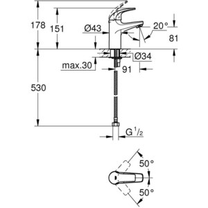 Смеситель для раковины Grohe BauCurve (32848000)