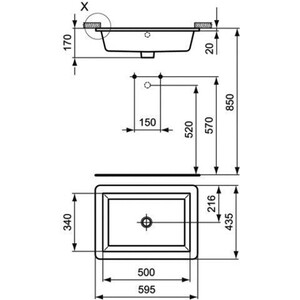 Раковина встраиваемая Ideal Standard Strada 59х43 (K077901)