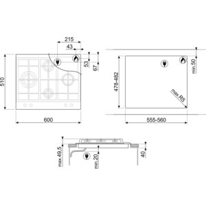 Газовая варочная панель Smeg PX164L