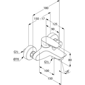 Смеситель для ванны Kludi Pure&Solid хром (346810575)