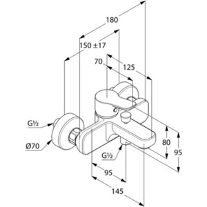 Смеситель для ванны Kludi Pure&Easy хром (376810565)