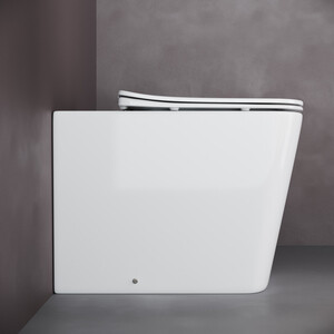 Унитаз приставной безободковый Ceramicanova Cubic Rimless, с крепежом, с сиденьем микролифт (CN1809)