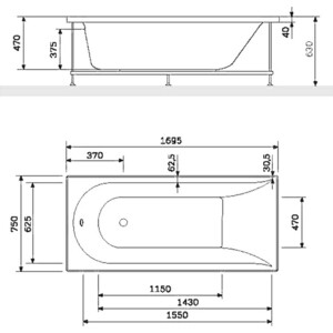 Фронтальная панель Am.Pm Spirit 170х75 (W72A-170-075W-P2)