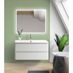 Тумба с раковиной BelBagno Albano 100 bianco lucido (ALBANO-1000-2C-SO-BL, BB1000/455-LV-MR-ALR)