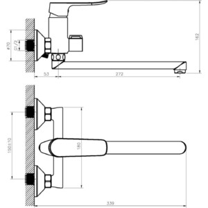 Смеситель для ванны Agger Nice универсальный, хром (A2521100)