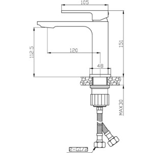 Смеситель для раковины Orange Lutz черный (M04-021b)