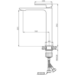 Смеситель для раковины Orange Lutz черный (M04-121b)