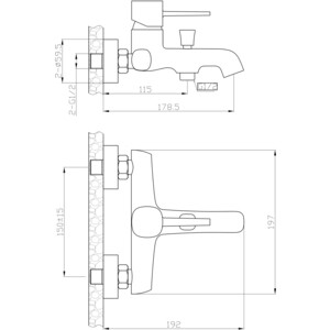 Смеситель для ванны Orange Karl черный (M05-100b)