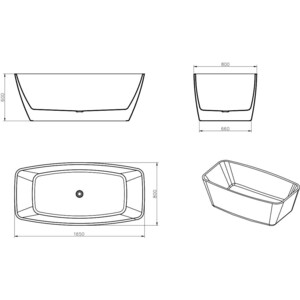 Акриловая ванна Vincea 165x80 слив-перелив (VBT-215)