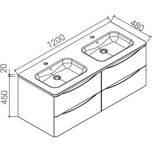 Тумба под раковину Vincea Roberta W.Oak 119,3x47,6 см, дуб (VMC-1R120WO)