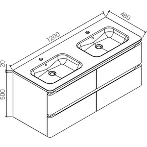 Тумба под раковину Vincea Alba W.Oak 119,4x47,6 см, дуб (VMC-1A120WO)
