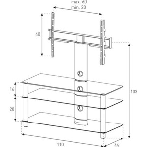 Тумба под телевизор Sonorous NEO 1103 C SLV