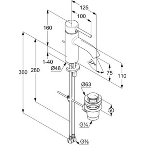 Смеситель для раковины Kludi Bozz с донным клапаном (382700576)