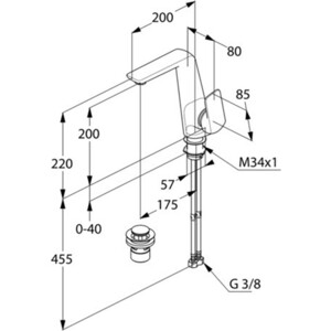 Смеситель для раковины Kludi Ameo с боковым управлением и донным клапаном (410250575)